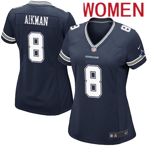 Women Dallas Cowboys 8 Troy Aikman Nike Navy Game Team NFL Jersey